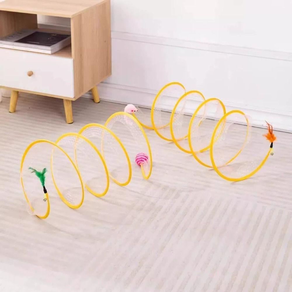 Portable Cat Tunnel Tube Elastic Interactive Cat Toy Cat Spring Mouse Tunnel Indoor Outdoor Use