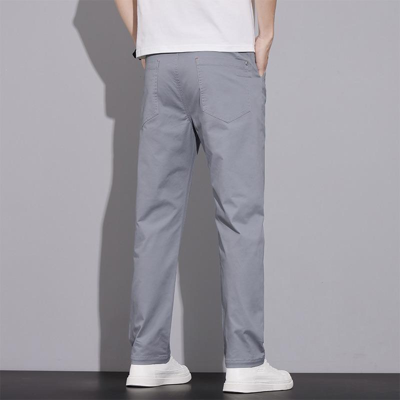 % Cotton men's business casual pants, anti-wrinkle and easy to take care of, fashionable and versatile when commuting, solid color men's pants