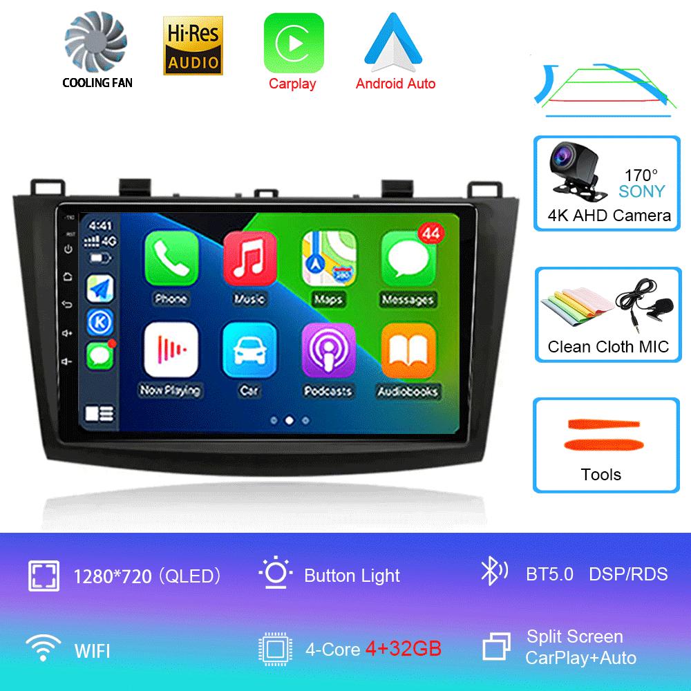 Android 14 For Mazda 3 2009-2013 Video Player Car Radio Multimedia Stereo Navigation Carplay Speakers Head Unit Audio GPS 2 Din