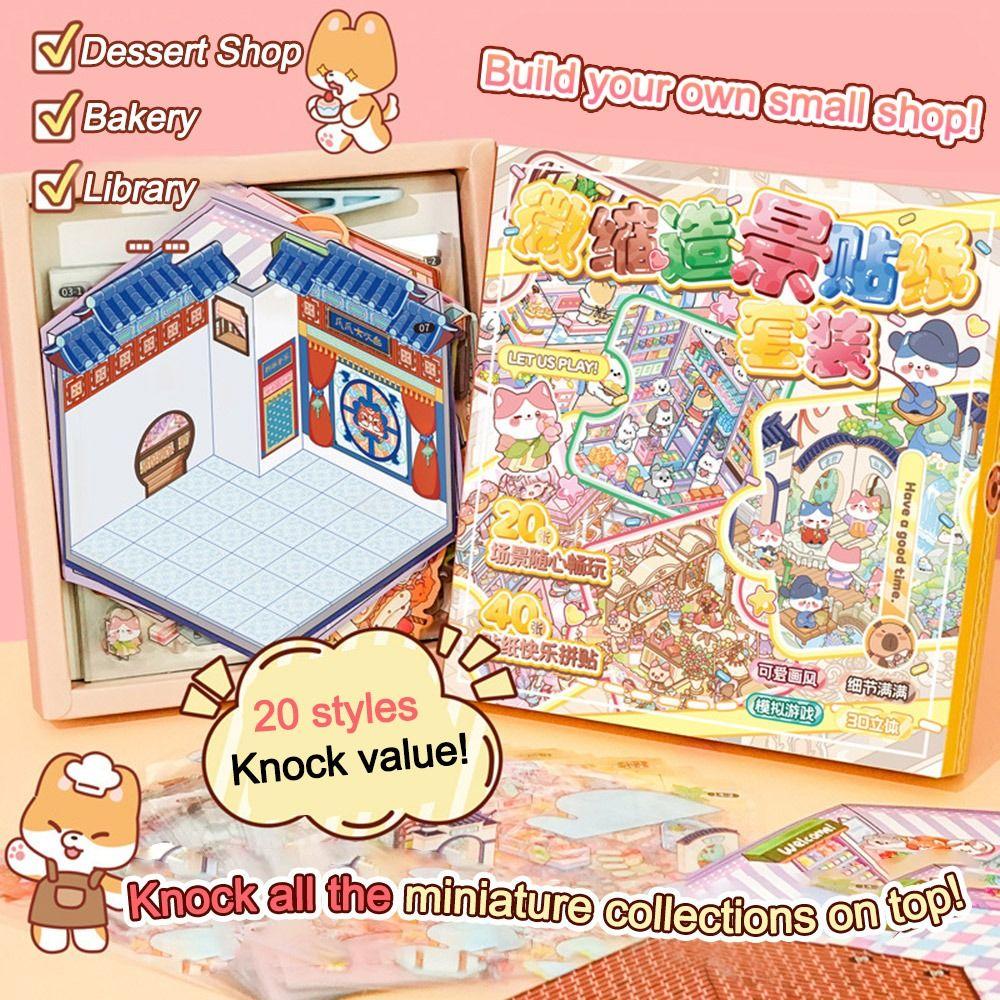 3D Miniature Scene 3D Stickers DIY Notebook Sticker Cartoon Landscape Sticker Book  Children Gift