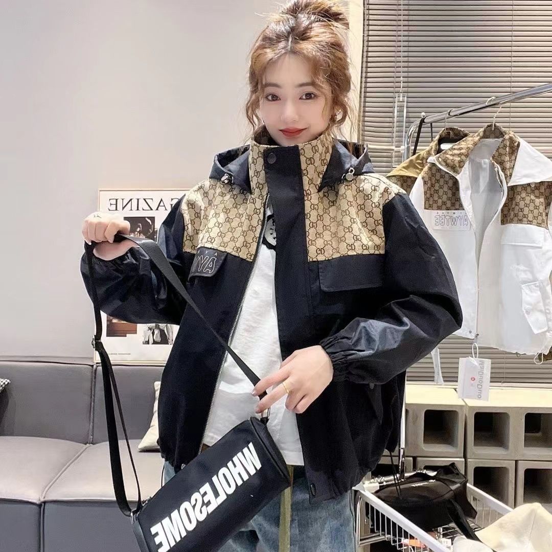 

Новая весенне-осенняя женская куртка с капюшоном, короткая повседневная ветровка, женские базовые пальто, свободная верхняя одежда на молнии с длинными рукавами, топы 2XL