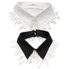 Detachable Collar Decorative Collar Neckpiece With Artficial Pearls Trim Flowing Fringed Faux Collar for Formal Event