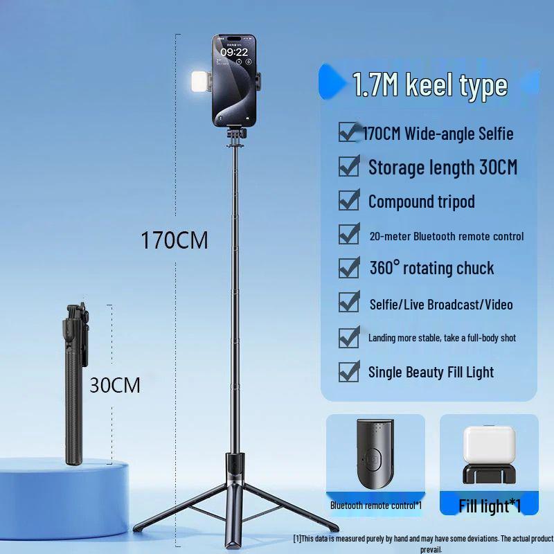 Portable Bluetooth Selfie Stick with Remote, Tripod Stand for Photography and Streaming, Foldable and Ideal for Travel