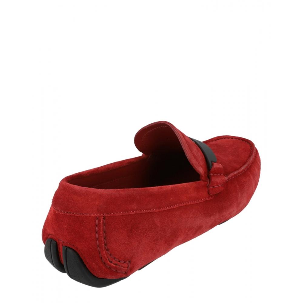 Salvatore Ferragamo Switch Suede Drivers Red