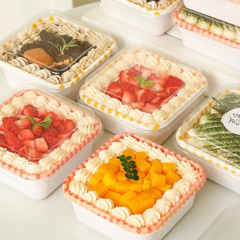 10pcs Plastic Cake Mousse Dessert Cup Yogurt Food Container With Clear Lid Melaleuca Mousse Pastry Cake Box Packing Box