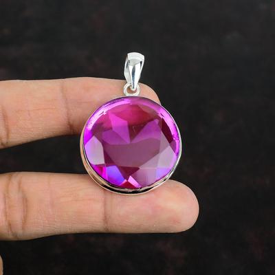 Facettierter rosa Turmalin Anhänger 925 Sterling Silber Anhänger handgefertigter Anhänger Edelsteinschmuck Designer Anhänger Geschenke für Freund Boho Schmuck