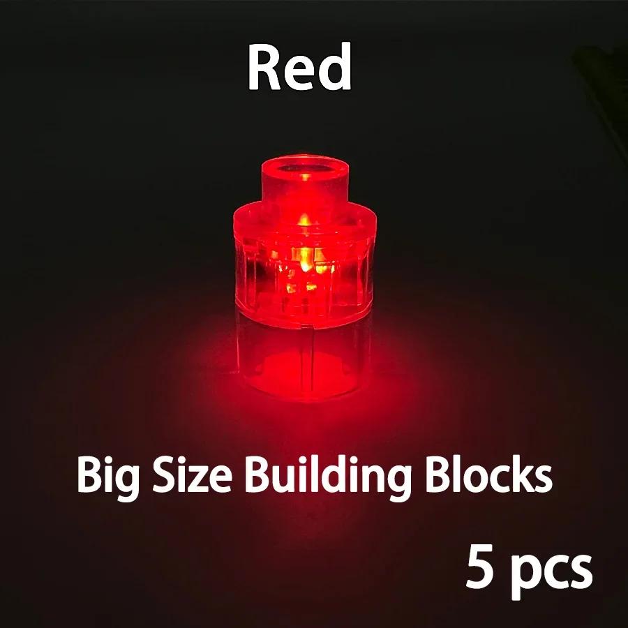 5Pcs Big Size Round LED Light Brick Luminous Lamp Accessories Flash Building Block Xmas Toy Lights Compatible With Leduo Brand