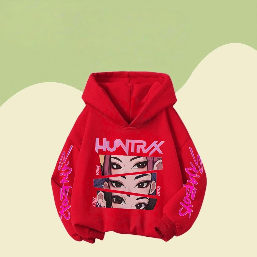 Kpop Huntrix children's hoodies, elegant clothing with character patterns, casual tops with hoodies, children's popular clothing