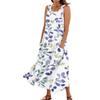 Women's Summer Casual Fashion Flower Printed Sleeveless Pocket Dress