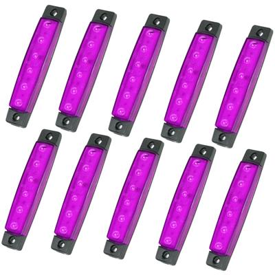 10 ks 6řadé LED osvětlení jedné strany pro nákladní vozidla a přívěsy, sklápěče, zakázkové obrysové světlo, dekorační podložky (Nachový)