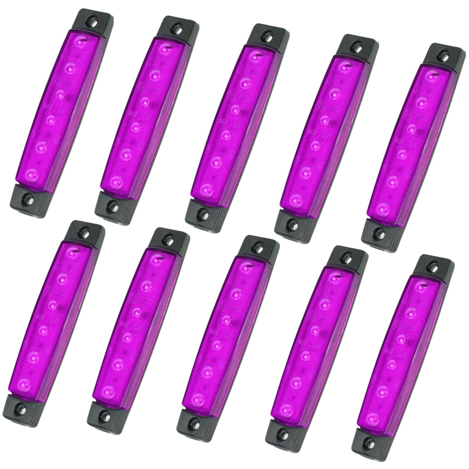 

10 Pcs 6 Row Truck Trailer One Side Lighting LED Dump Custom Marker Lamp Decor Trays (Purple) фиолетовый