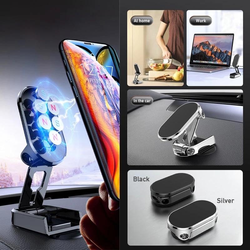 360 Rotatable Magnetic Car Phone Holder Magnet Smartphone Support GPS Foldable Phone Bracket In Car