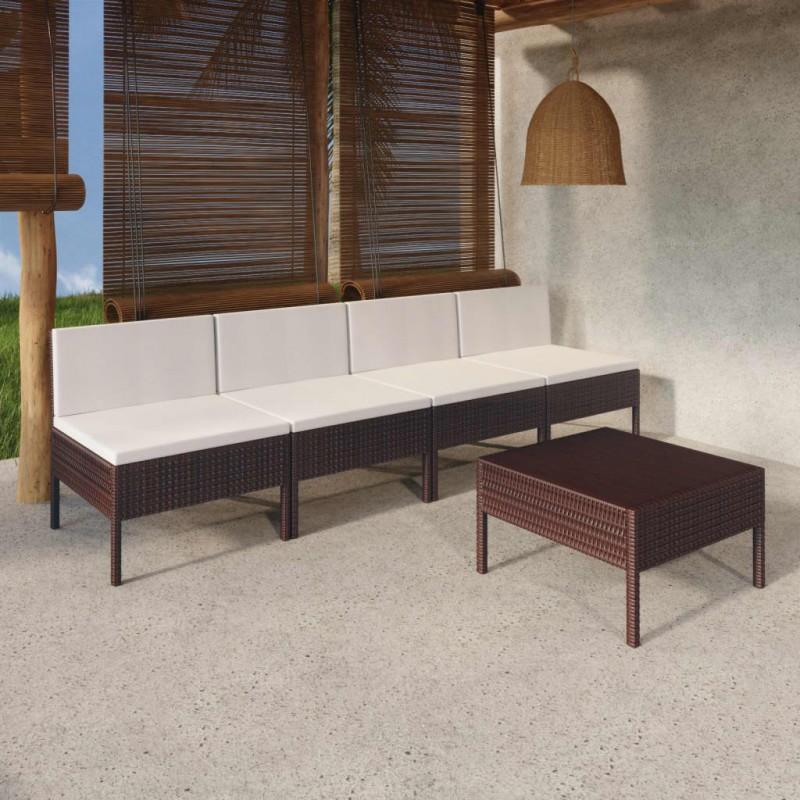 Day and Night - Day and Night Garden Furniture Set 5 Pieces and Brown Synthetic Rattan Cushions