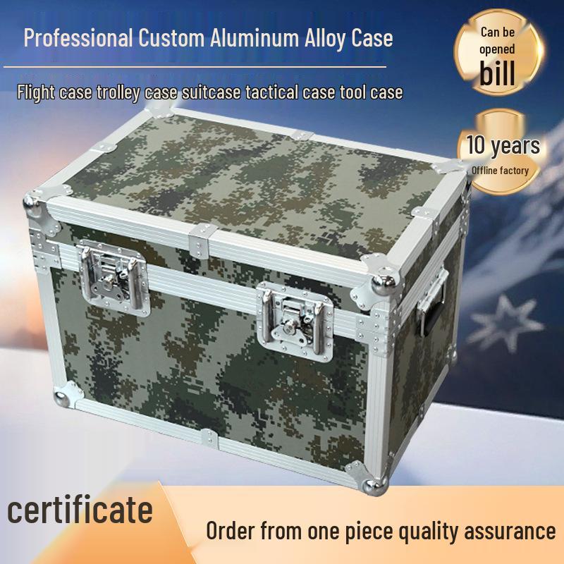 Custom Aluminum Camouflage Trolley Case with Wheels, Shockproof Aviation and Outdoor Equipment Protection