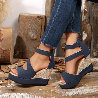 Trend Women Wedges Sandals 2025 New Beach Solid Platform Shoes for Women Summer Platform High Heels Sandals Women