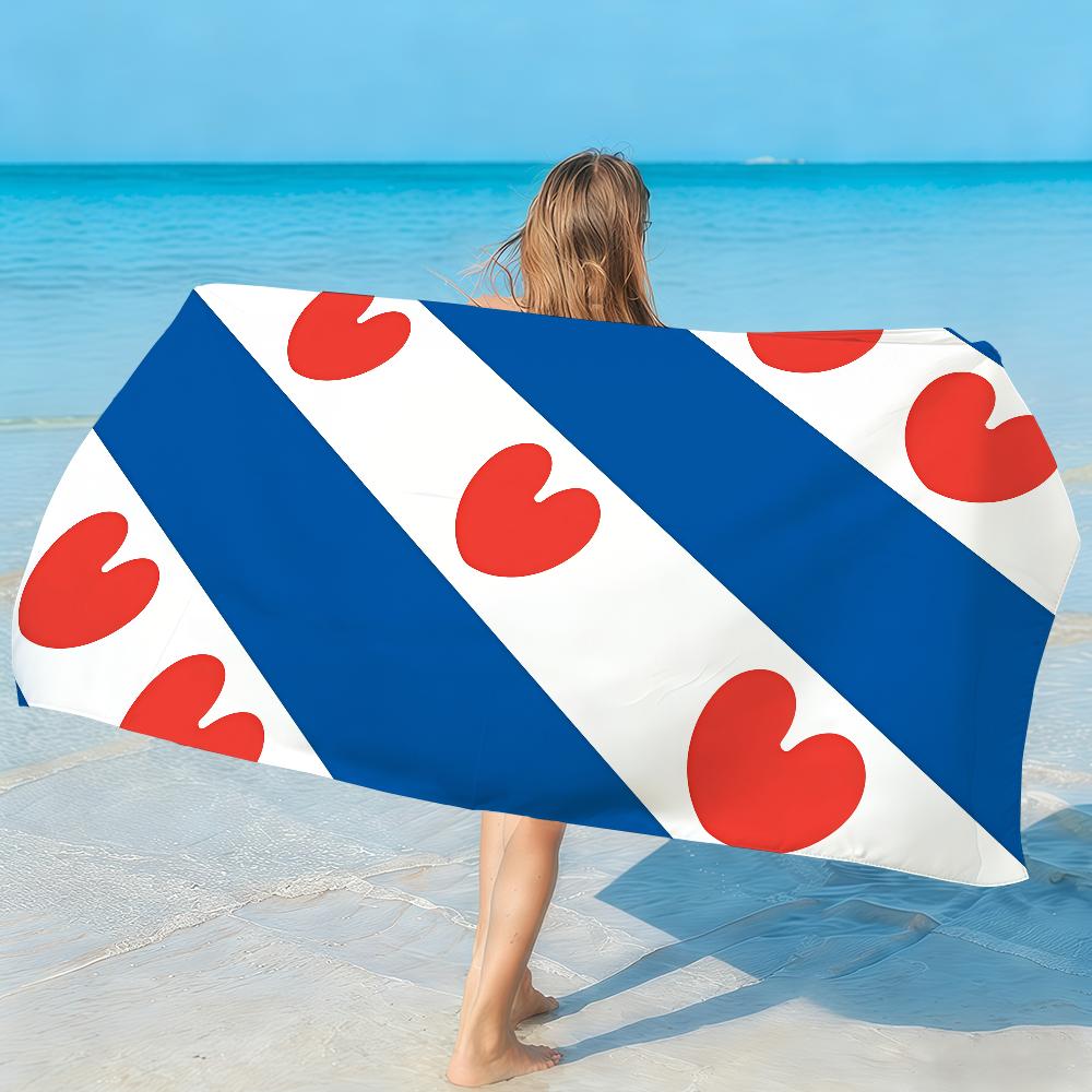 Nation Netherlands Friesland Province flag Quick Drying Beach Towels Are Suitable For Swimming Pools Camping Yoga And The Gym