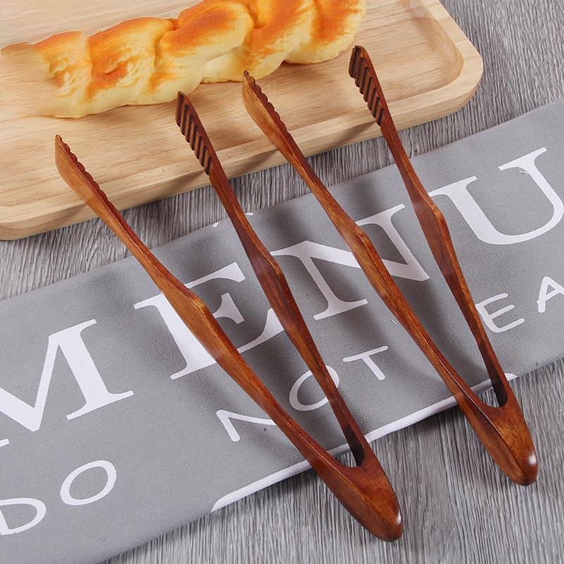 Wooden Clip Cooking Kitchen Tongs Food Bbq Tool Salad Bacon Steak Bread Cake