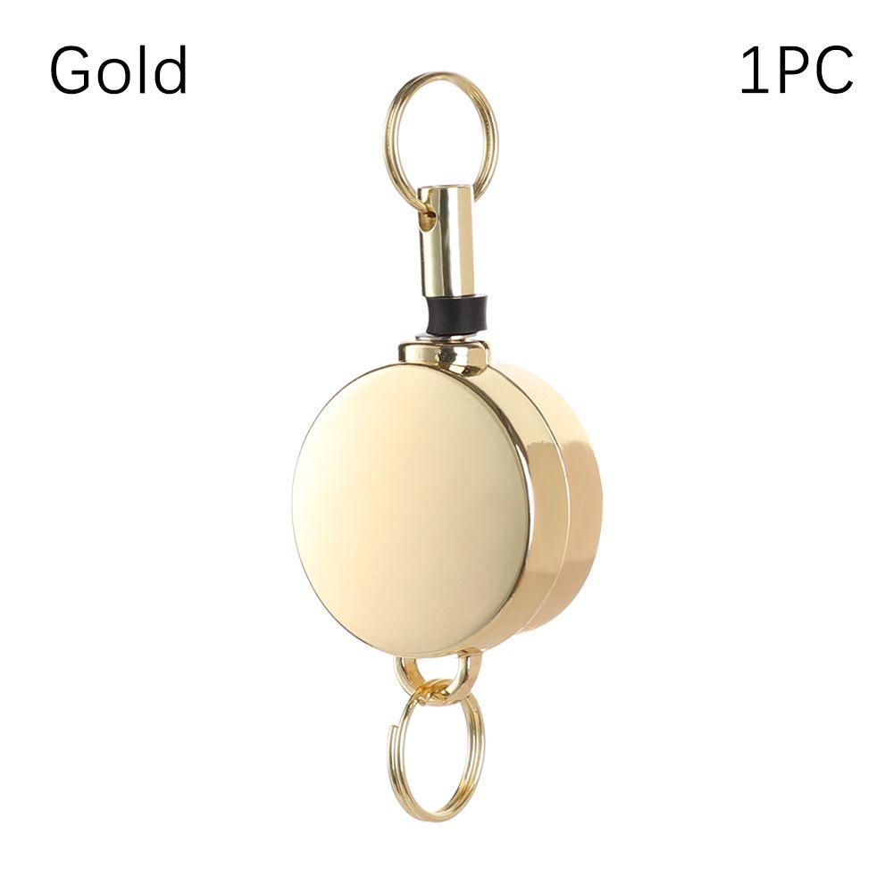 Key Ring ID Lanyard Keychain Belt Metal Badge Holder Retractable ID Card Badge Reel Chrome Work Card Keychain