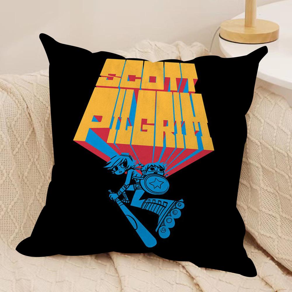 Cartoon SScott PPilgrim Cushion Cover Soft Plush Fabric DoubleSided Printed Sofa Cushion Cover for All Seasons Home DecorGift