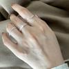 Korean Retro Style Adjustable Zircon Chain Ring for Women
