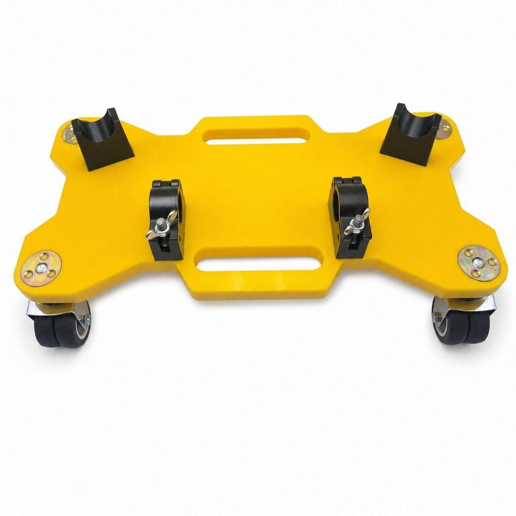 Tug Towing Rack Low-Height Kart Stand Featuring Caster Wheels Upright