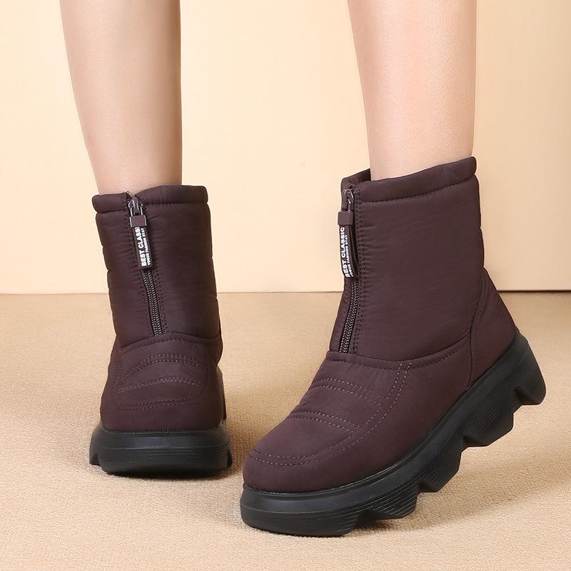 Зимове взуття 2025 Жіночі снігові чоботи Збільшення висоти 5 см Водонепроникні Холодні зимові Жіночі черевики до щиколотки Нековзні Жіночі бавовняні туфлі Чорні Червоні Великий розмір 41