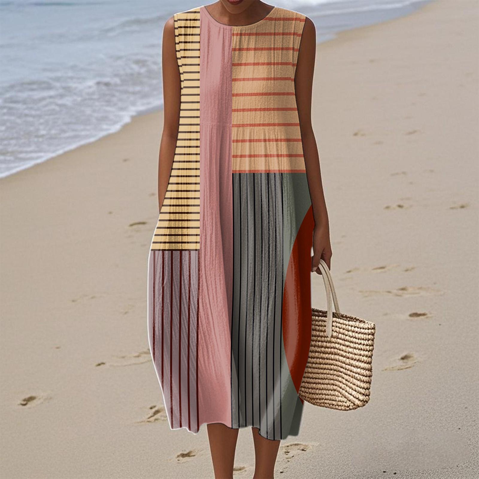 

Женское модное повседневное платье без рукавов с круглым вырезом и цветочным принтом, элегантное, темпераментное XL винный