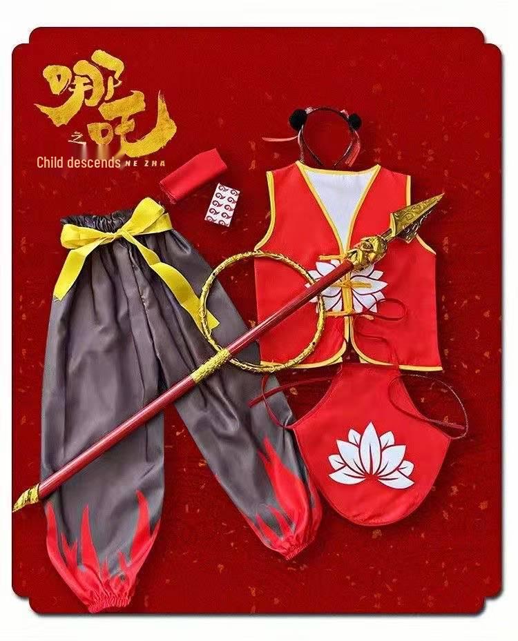 Cosplay kostým Nezha Démonické dítě pro děti - Unisex divadelní sada pro Den dětí