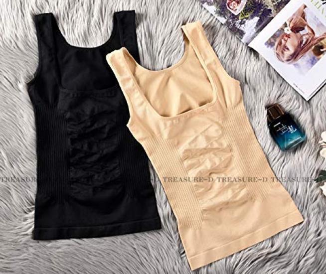 Tank Body Pressure Posture Slims the Bust 01 [Treasure Day] Top, Shaper, Shapewear, Innerwear, Corrector, Stomach, Enhancement, Women's (Black/Black,
