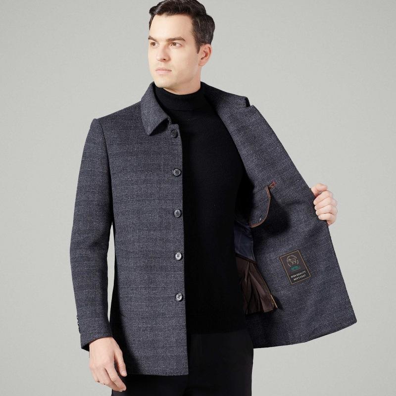 Autumn and winter men's double-sided woolen coat mid-length lapel woolen windbreaker coat dad cashmere jacket