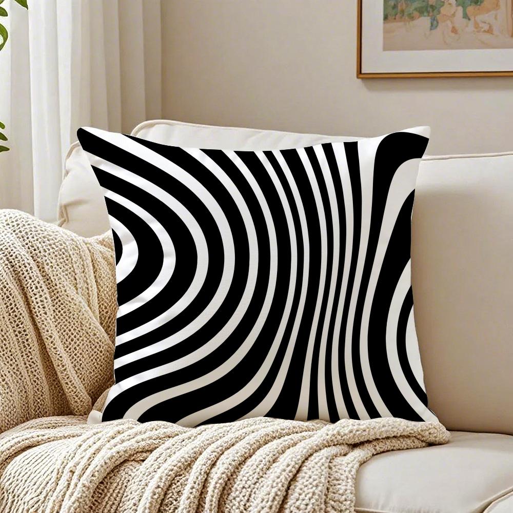 Minimalist Black and White Geometric Lines Cushion Cover Pillowcase Antidustmite Living Room Sofa Decor Cushion Room
