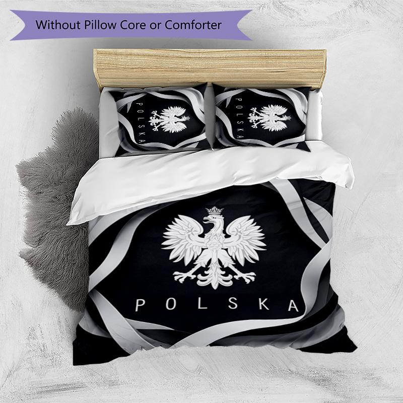 Set Biancheria da Letto Stampata Calcio Polonia 3 Pezzi Set Copriletto Traspirante Accogliente come Regalo per Inaugurazione Casa o Festa