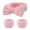 1/2/3pcs Bow Headband Wristband Set Towel Elastic Soft Washing Face Shower Make Up Yoga Sports Skincare Headband For Women Girls