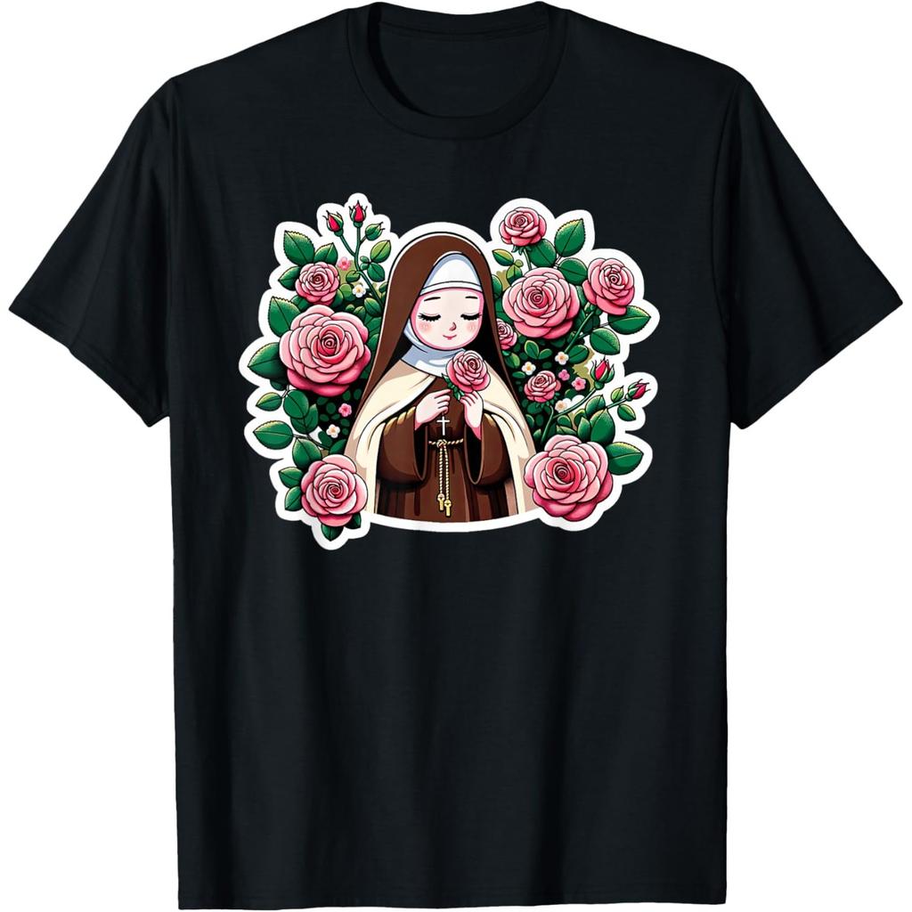 Saint Therese Little Flower Nun Graphic Tee Cute Catholic Saint Print Men's T-Shirt