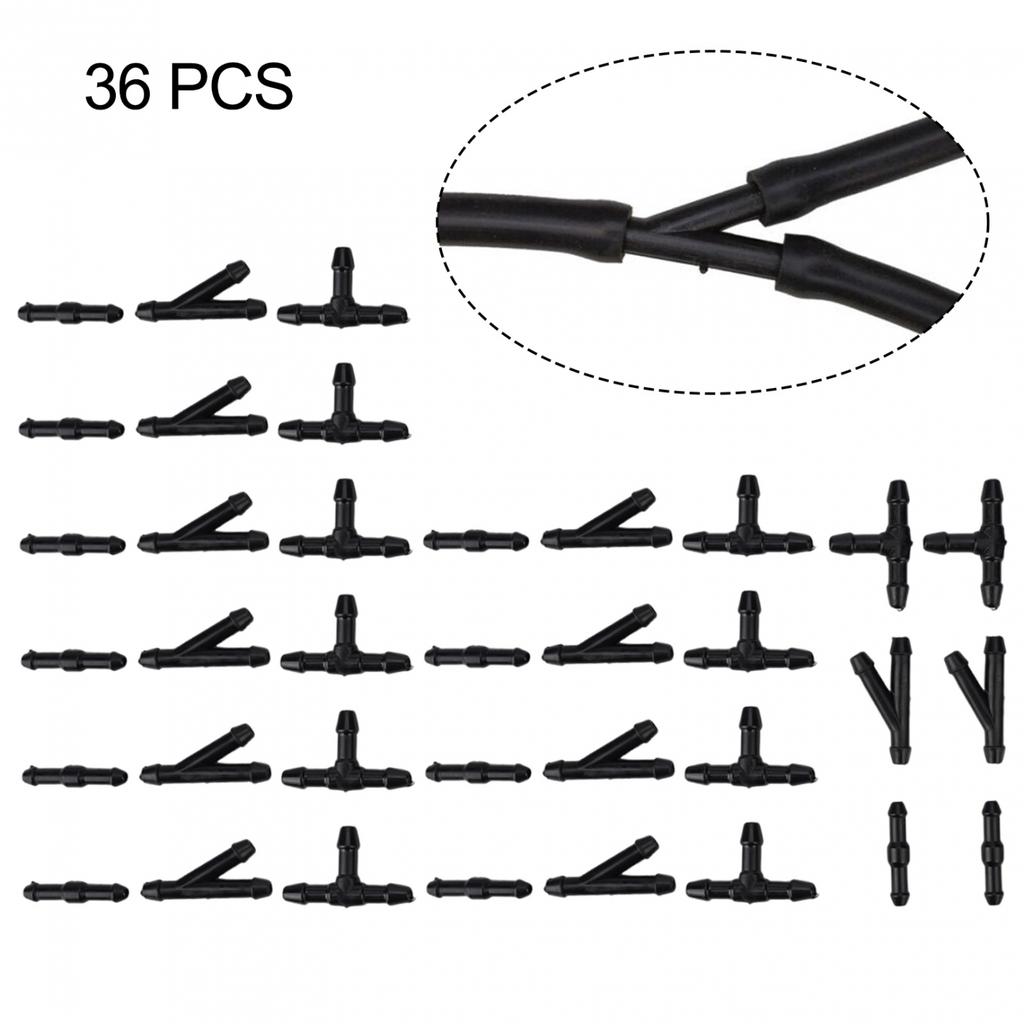 36pcs Hose Connector Black Fittings Joiner Nozzle Pipe Plastic