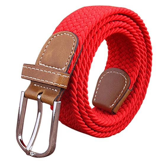 Men's Women's Canvas Plain Webbing Metal Buckle Woven Stretch Waist Belt Strap