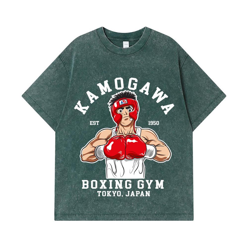 275 GSM Gewaschene T-Shirts 100% Baumwolle Hajime no Ippo V10 Druck Unisex Schweres Baumwoll-T-Shirt