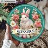 2D Flat 1pc Easter Bunny Aluminum Decor Plaque, Floral and Bunny Signs, Living Room Decor, Porch Decor, Bunny Themed Wall Hanging Decor, Perfect Gift