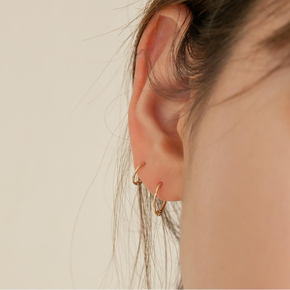 Lunne 14K Daily One-Touch Ring Earrings (14K Gold) #Er01