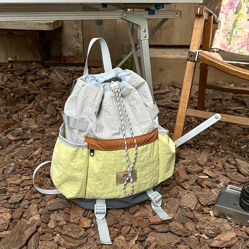 Новый рюкзак для пары легкий рюкзак-мешок на завязках 2025 простой модный рюкзак большой емкости для альпинизма женский large bag жёлтый