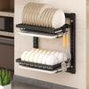 Wall Mounted Dish Drying Rack 2 Layer Drain Tray Storage Rack Kitchen Storage Rack  Household