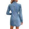 European and American Retro Waist-Cinching Slim Denim Dress