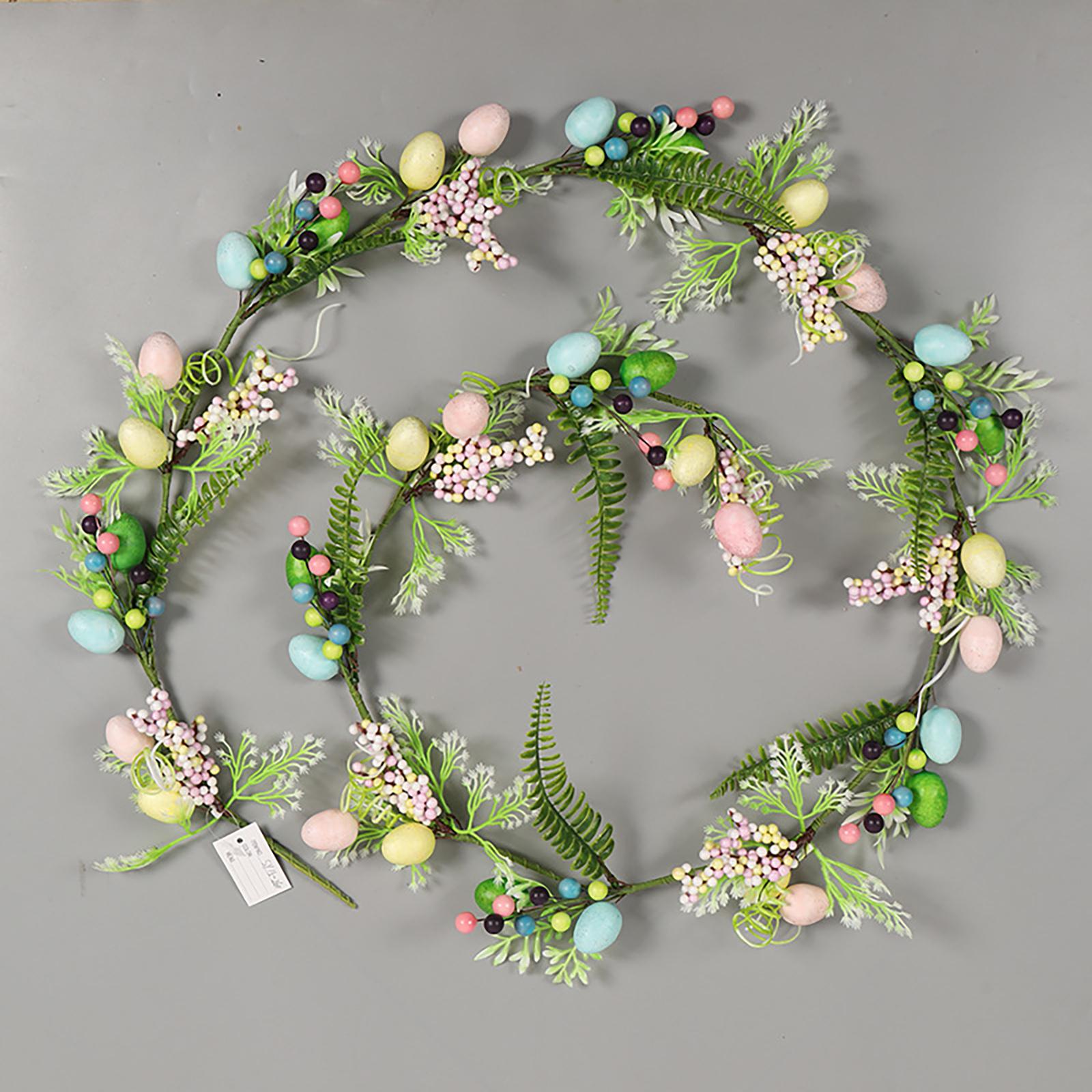 

Easter Wreaths For Front Door, Easter Garland With Easter Eggs, Flowers, Berries Artificial Hanging Decorations For Farmhouse Table, Wall, Front Door As shown in the picture