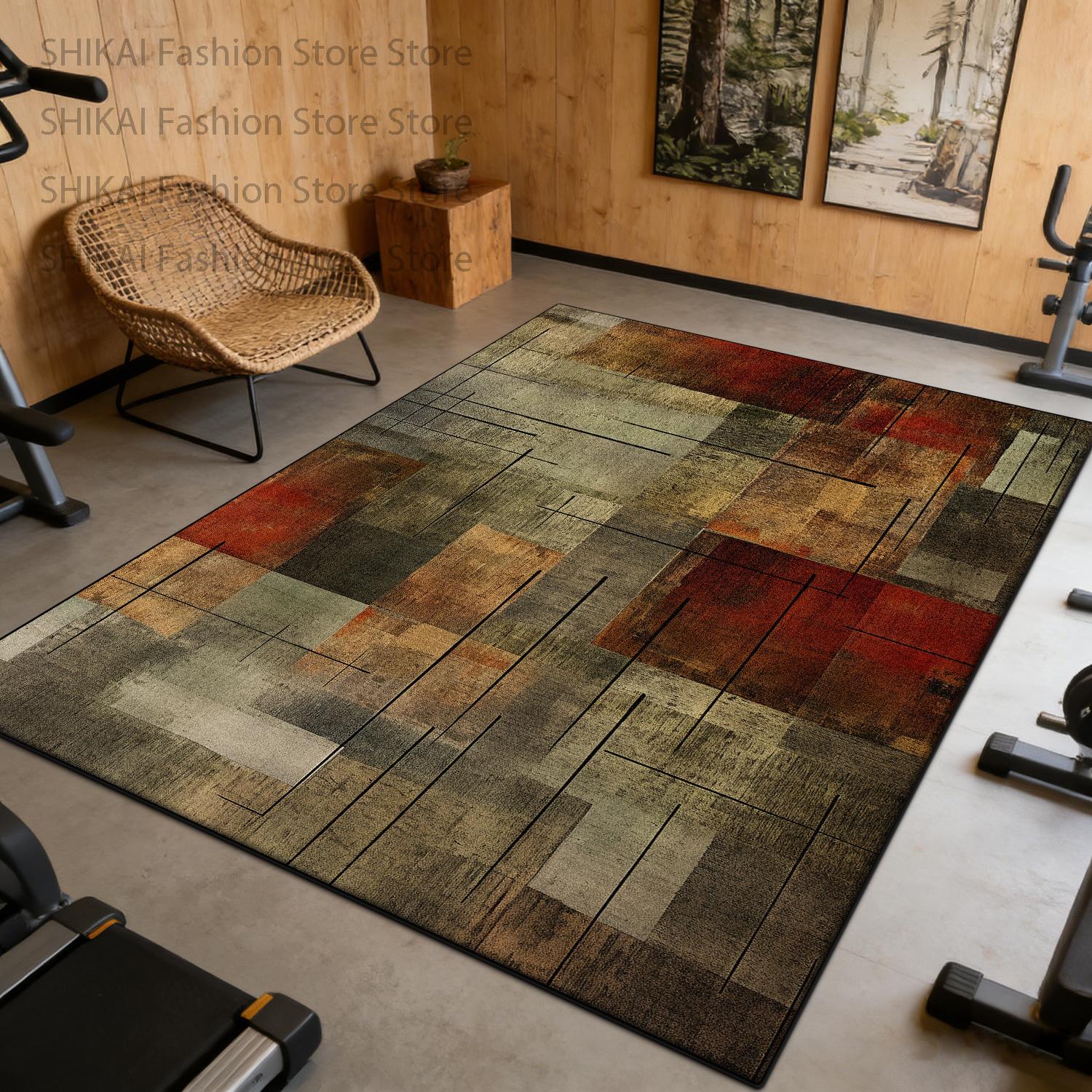 

Retro Geometric Style Basement Washable Carpet Decoration Living Room Non-slip Fluffy Rug Large Area Short Velvet Soft Floor Mat 60x90cm