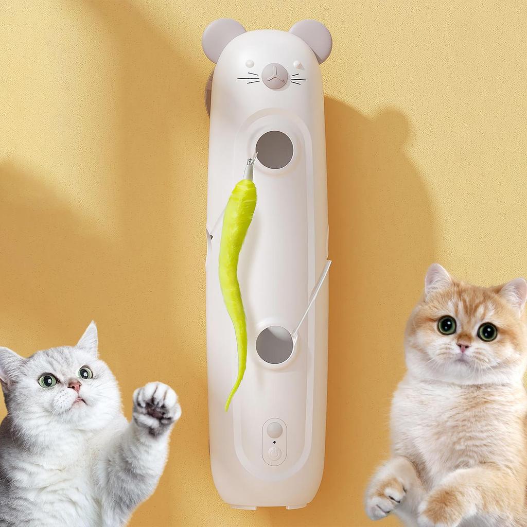 Interactive Indoor Cat Toys Smart Sensor Automatic Kitten Playing Supplies Cat Interactive Toy With Feathers For Wall Door Floor