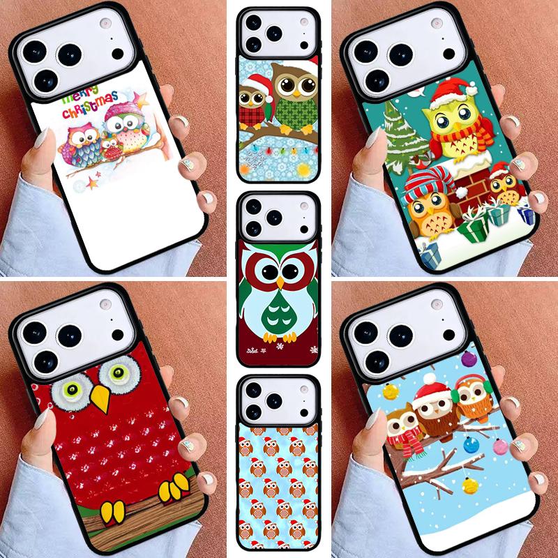 Christmas Owl Phone Case for iPhone 16e 15 14 13 12 17 Pro Max Plus Air 17pro Cover Coque