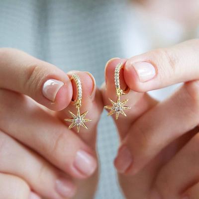 Star Earrings For Women, Trendy And Elegant Sun Jewelry, Zircon-Inlaid Exquisite Jewelry.