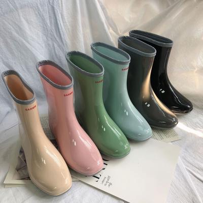 Mid Tube Rain Boots Women Platform Rubber Shoes Fashion Jelly Pvc Color  Rain Shoes 2024 Slip On Boots for Women Waterproof Work