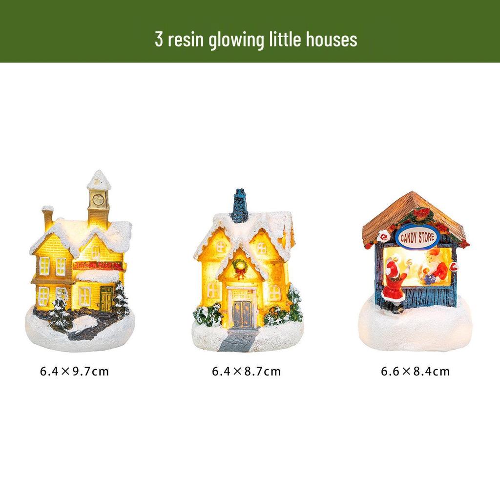 Festive Luminous Wooden House Ornament for Christmas Tree and Fireplace Decor