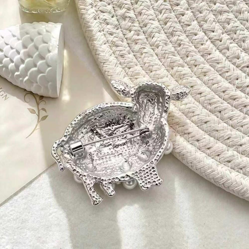Versatile Sheep Brooches Lovely Animal Rhinestone Pin Unique Imitation Pearl Brooches New Year
